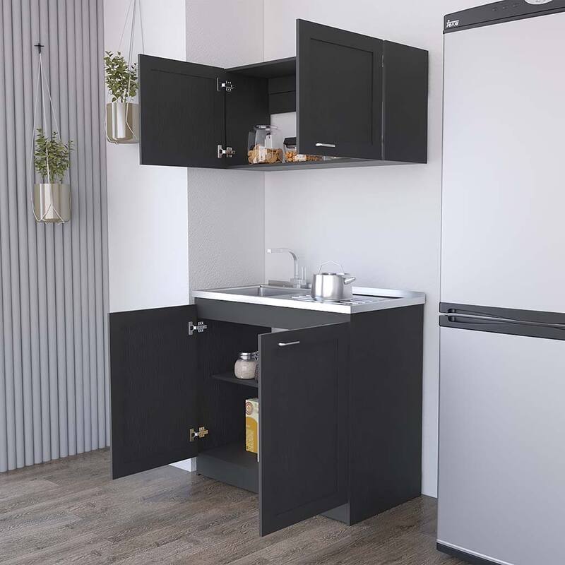 Cabinet Set, Garage, Black,30,8" H X 39,3" W X 20,4"D