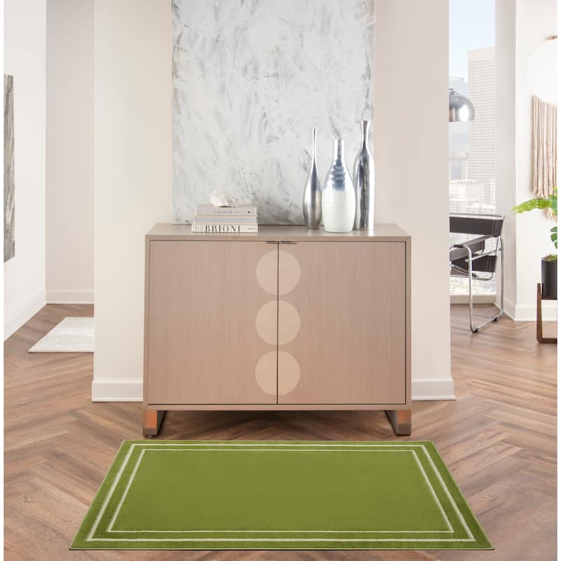 Nourison Essentials Indoor/Outdoor Solid Area Rug - 2' x 4' - Green/Ivory