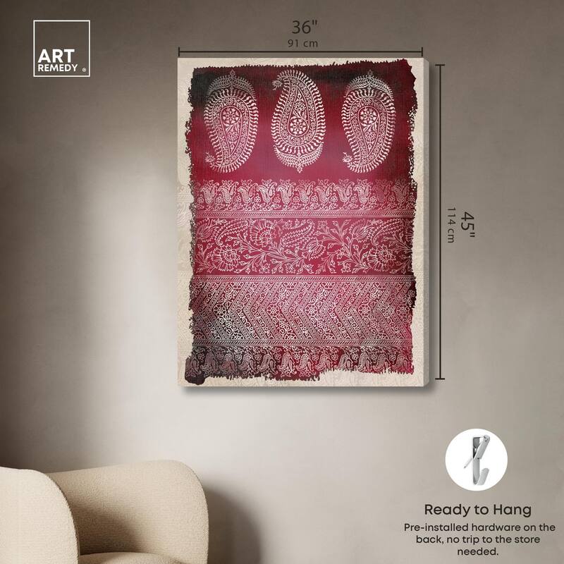 Burgundy Stamps Canvas by Art Remedy, Gallery Wrapped