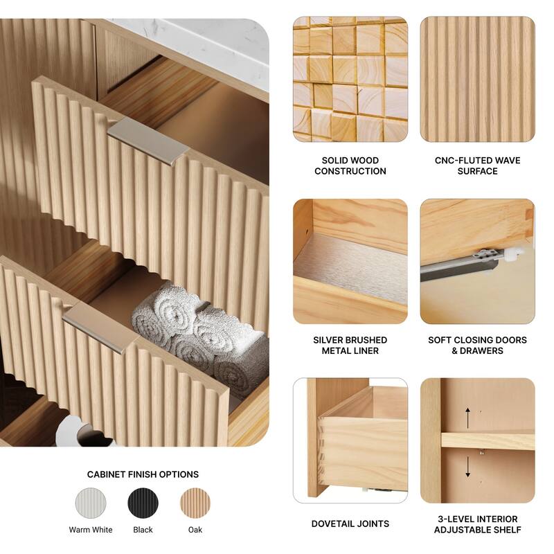 Ariel P60-BC Milan 60" Single Free Standing Vanity Cabinet Only