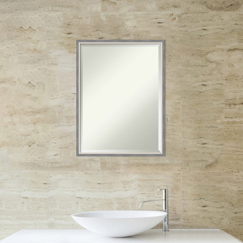 Theo Narrow Beveled Wood Framed Bathroom Vanity Wall Mirror
