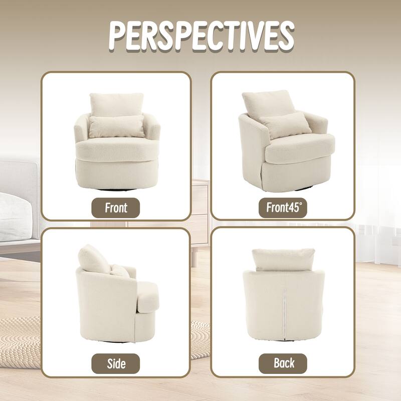 32.68" Swivel Barrel Chair with Metal Base