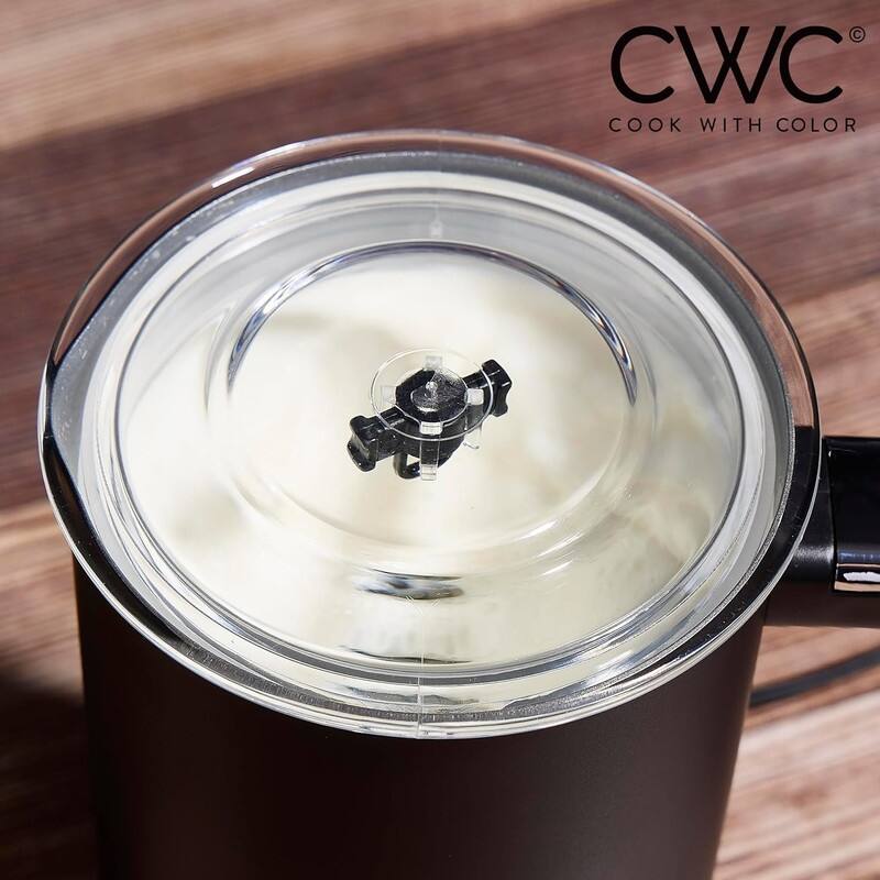 COOK WITH COLOR 4-in-1 Electric Milk Steamer and Frother - 2-Minute Heating and Frothing, Hot and Cold Foam Maker