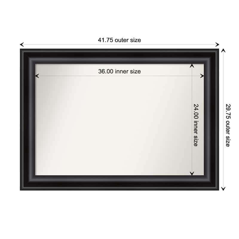 Grand Black Framed Non-Beveled Custom Wall Mirror, Bathroom Vanity Mirror - Outer Size: 41.75 x 29.75