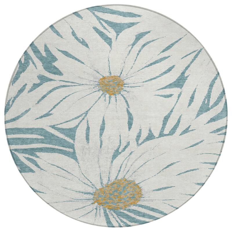 Machine Washable Indoor/ Outdoor Floral Chantille Rug