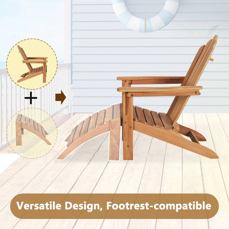 Folding Adirondack Chair All Weather Outdoor Chair with Footstool