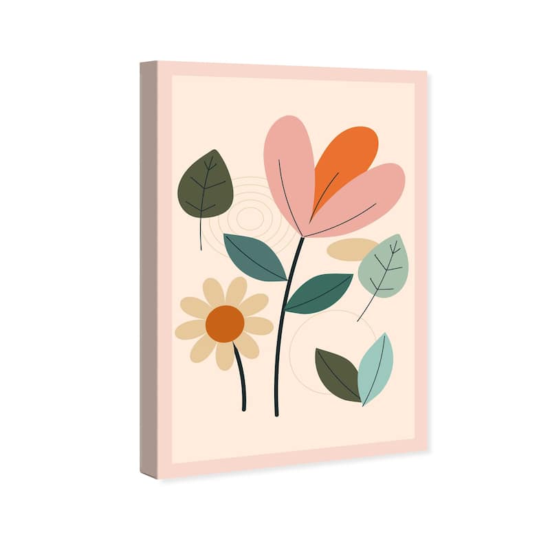 Wynwood Studio Canvas Floral and Botanical Unas Flores Pink and Light Pink Mid-Century Modern Wall Art Canvas Print