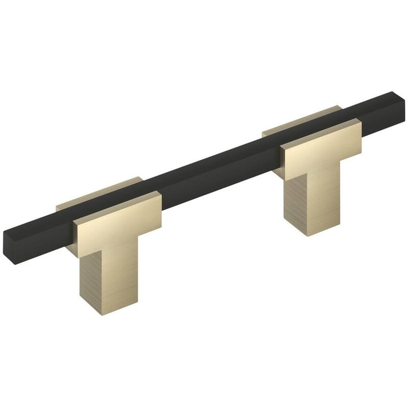 Amerock BP77898 Urbanite 3" Center to Center Bar Cabinet Pull - Golden Champagne / Matte Black
