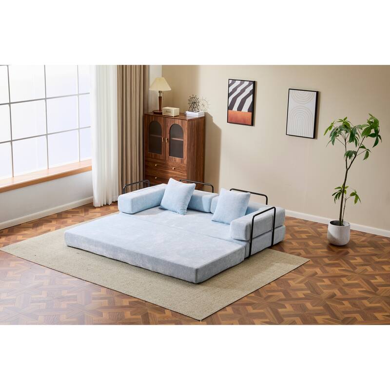 Lounge Sleeper Bed Floor Sofa Bed with Foldable Armrests, Loveseat Sofa Sleeper Sofa Accent Couch Settee