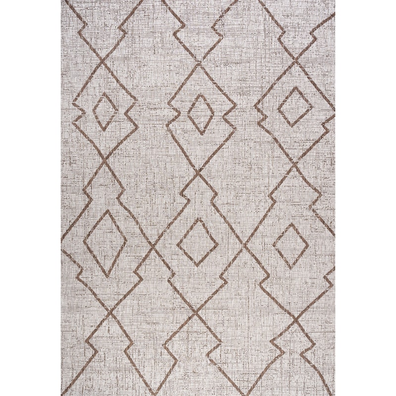 JONATHAN Y Derya Tribal Diamond Trellis Indoor/Outdoor Area Rug - 4 X 6 - Beige/Brown