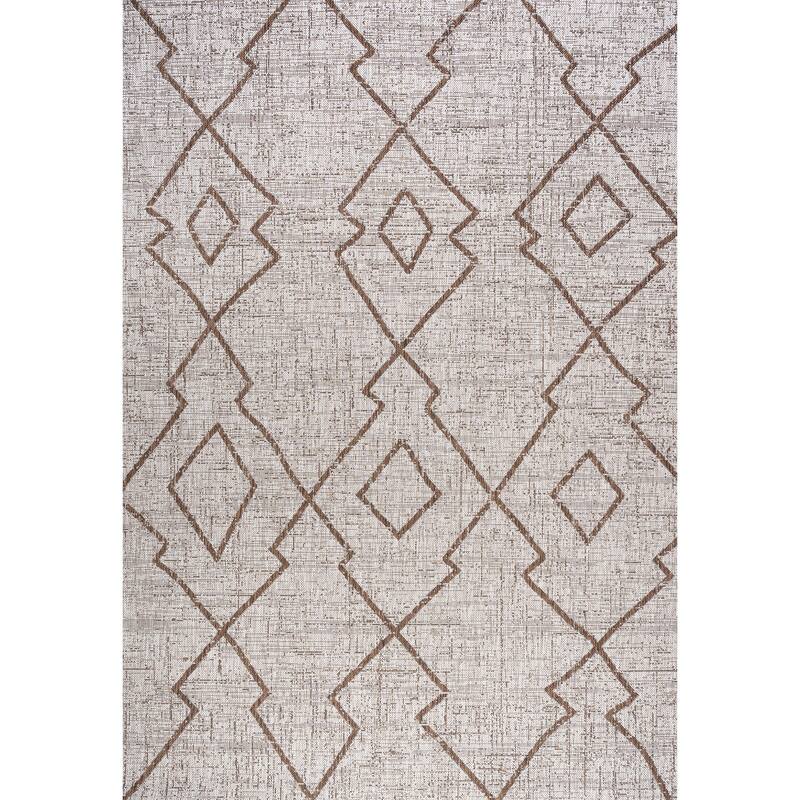JONATHAN Y Derya Tribal Diamond Trellis Indoor/Outdoor Area Rug - 5 X 8 - Beige/Brown