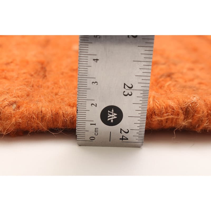 ECARPETGALLERY Flat-Weave Natural Burnt Orange Wool Tapestry Kilim - 6'4 x 6'4