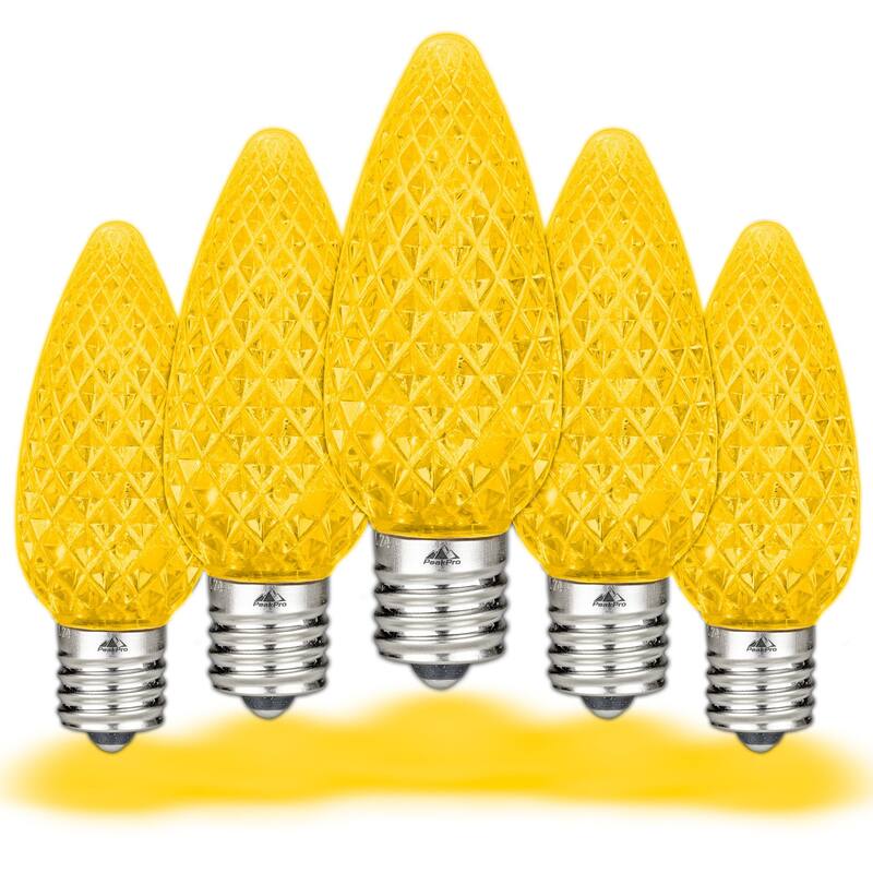 25 Pack C9 LED Outdoor Christmas Replacement Bulbs, C9/E17 Base - Yellow
