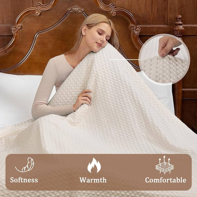 Heated Electric Blanket with LCD Dual Controller, Beige