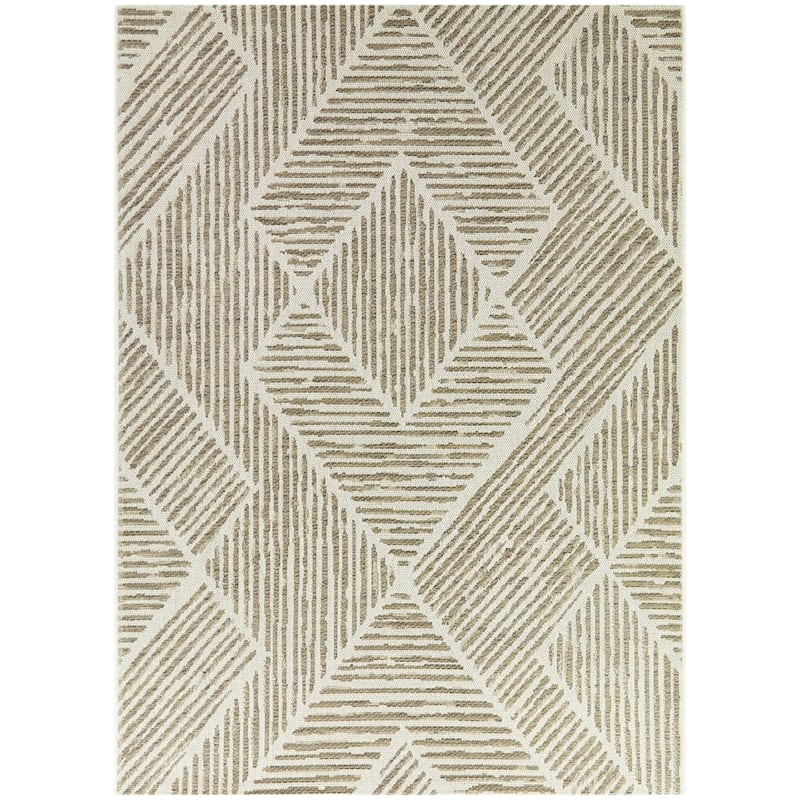 Cardenal Striped Geometric Indoor/Outdoor Area Rug - 5'3" x 7' - Brown