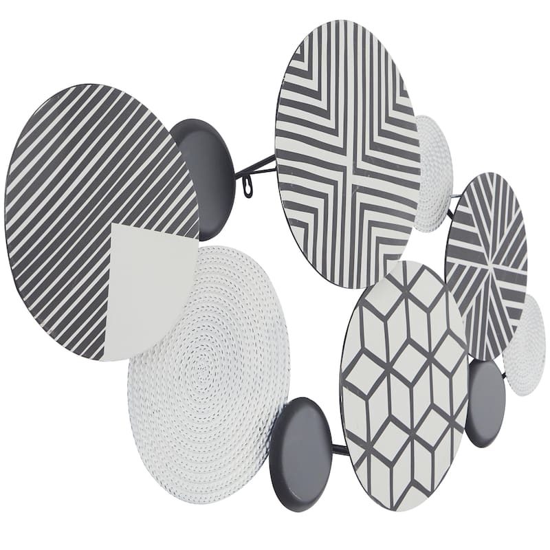 Metal Plate Home Wall Decor with Intricate Patterns - Black or Blue - CosmoLiving by Cosmopolitan