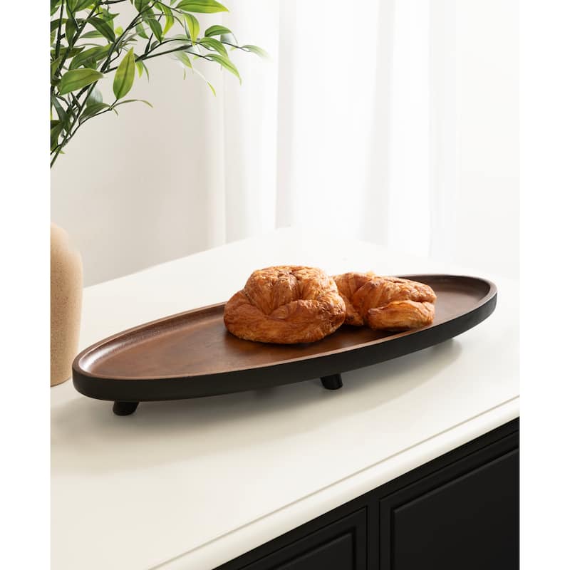 Kate and Laurel Tomaz Oval Footed Tray Wood