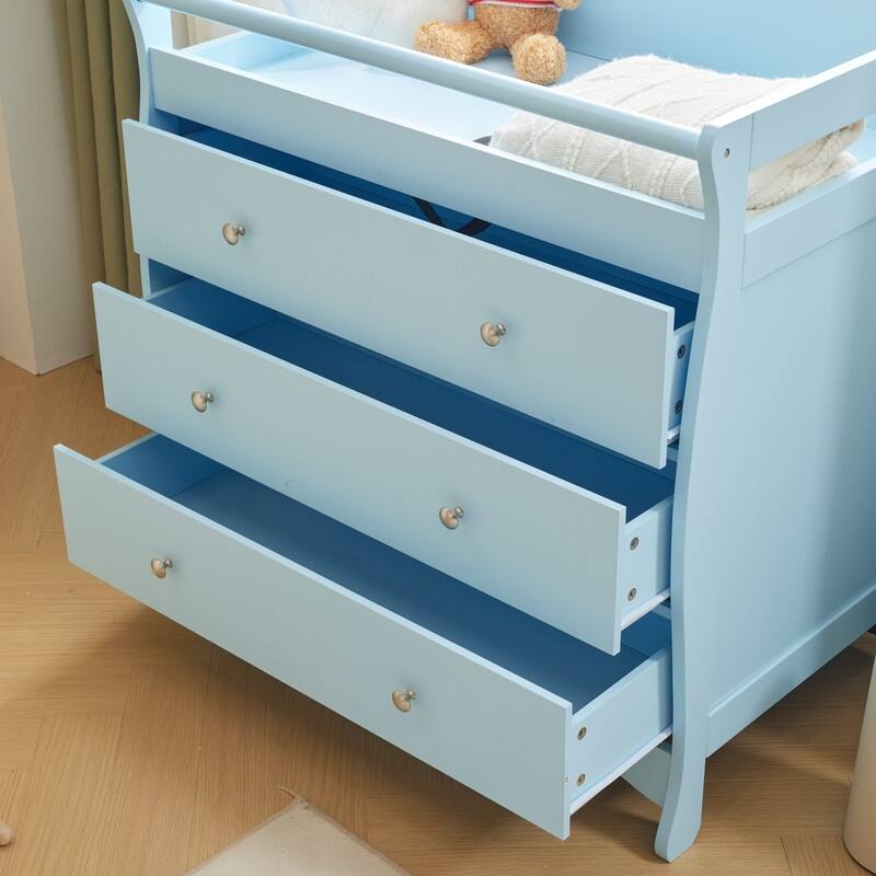 Solid Wood Changing Table with Three Drawers - N/A