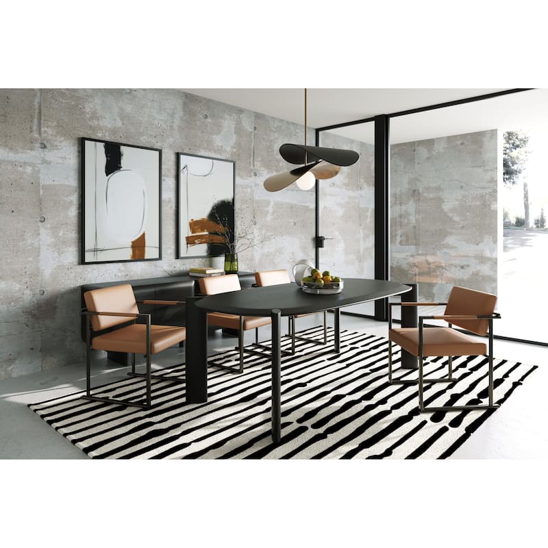 Modrest Atlan Modern Camel Vegan Leather & Dark Gold Dining Chair