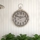 preview thumbnail 11 of 16, White Metal Distressed Pocket Watch Inspired Decorative Wall Clock with Black Accents