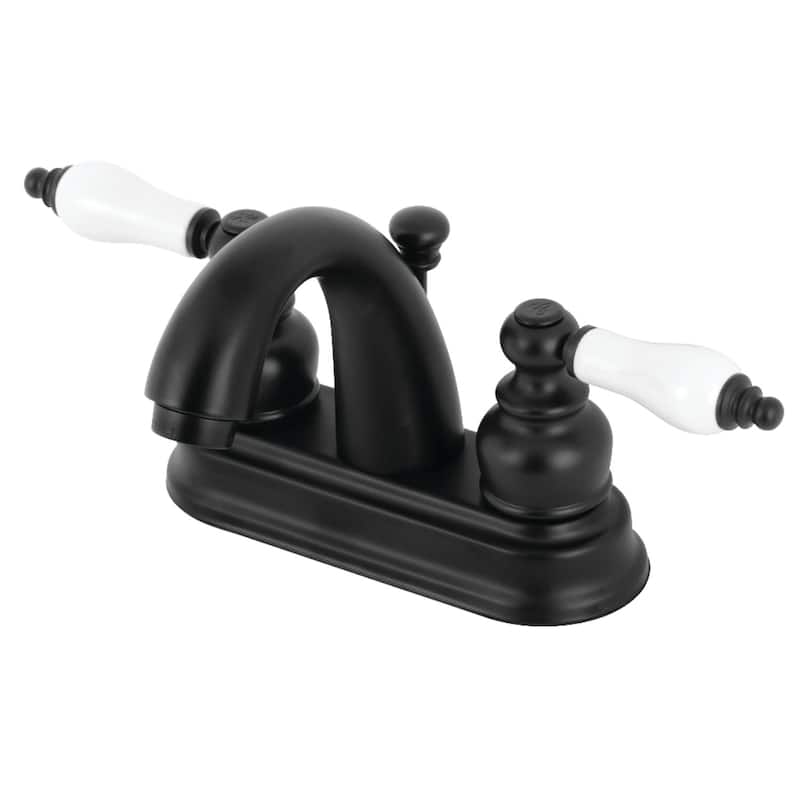Restoration Two-Handle 3-Hole Deck Mount 4 in. Centerset Bathroom Faucet - Matte Black