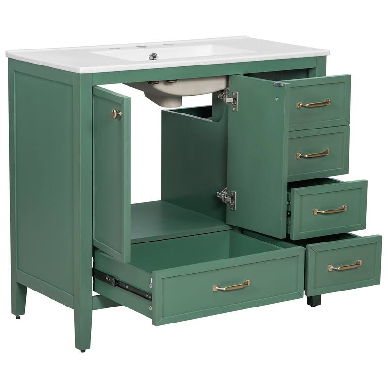 Bathroom Vanity with Sink, Bathroom Cabinet - Green