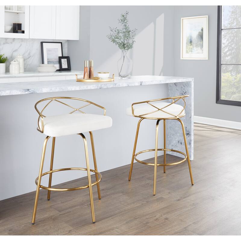 Silver Orchid Charlotte Glam 26" Fixed-Height Counter Stool (Set of 2)