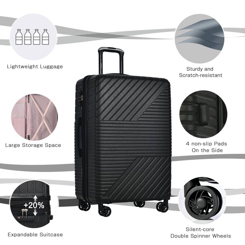 3 Piece Hardshell Luggage Spinner 8 Wheels Suitcase Sets (20"24"28")