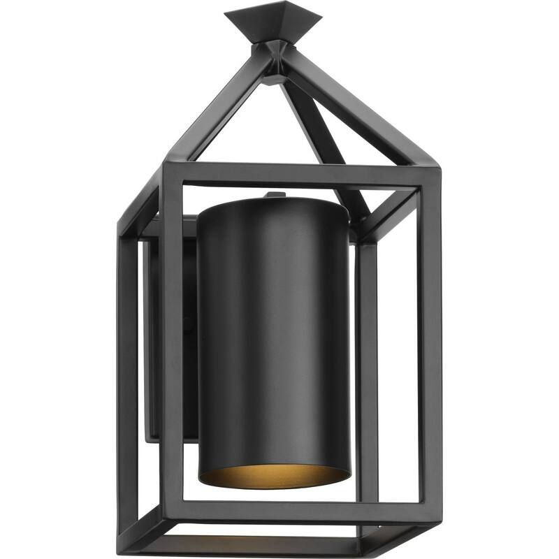 Stallworth Collection One-Light Matte Black Contemporary Outdoor Medium Wall Lantern - 6.5 in x 8 in x 12.5 in