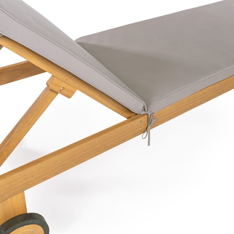 Adjustable Outdoor Chaise Lounge w/ Cushion & Wheels - JONATHAN Y