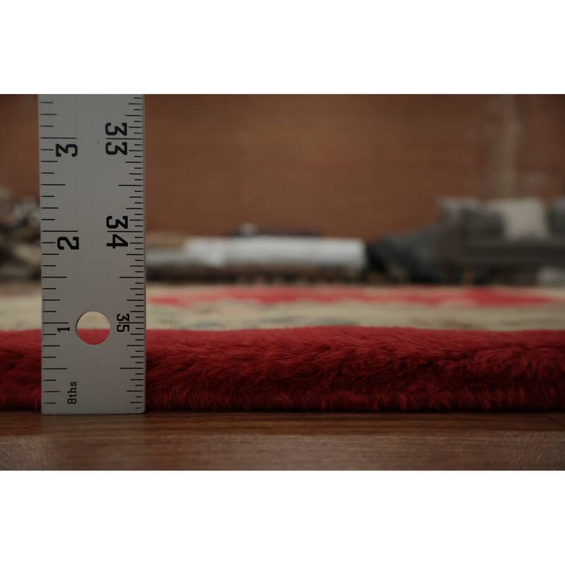 Hand Knotted Oriental 100% Wool Carpet Traditional Floral Red Art Deco Area Rug - 9' 0'' X 5' 10''