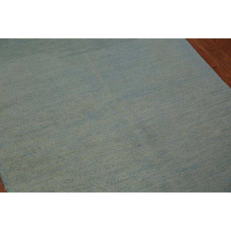 Light Blue Gabbeh Oriental Runner Rug Handmade Wool Carpet - 3'3" x 6'6"