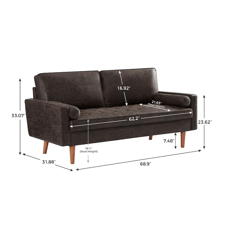 VANOMi 68.9'' Faux Leather Vintage Loveseat