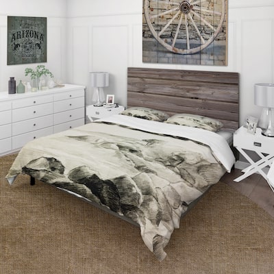 Designart 'Monochrome Lake Shore' Nautical & Coastal Duvet Cover Set