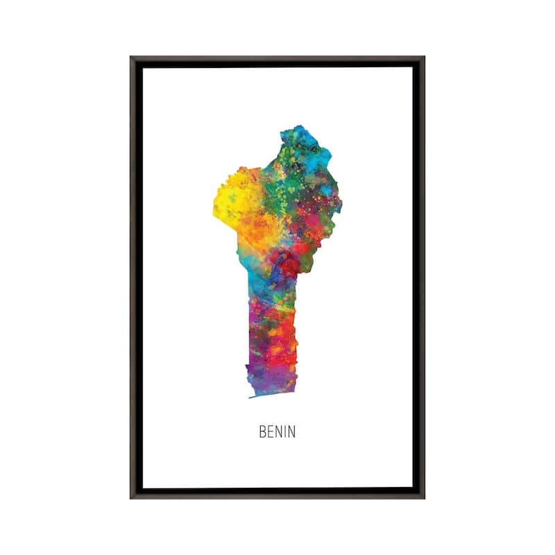 iCanvas "Benin Map" by Michael Tompsett Framed - Charcoal - 26x18