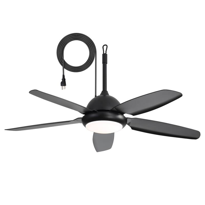 Sofucor 52 Inch Waterproof Outdoor Ceiling Fan with Lights and Remote,IP65 Hanging Gazebo Fan,Wet Rated Plug in Fan with Cord - Black ABS Blades
