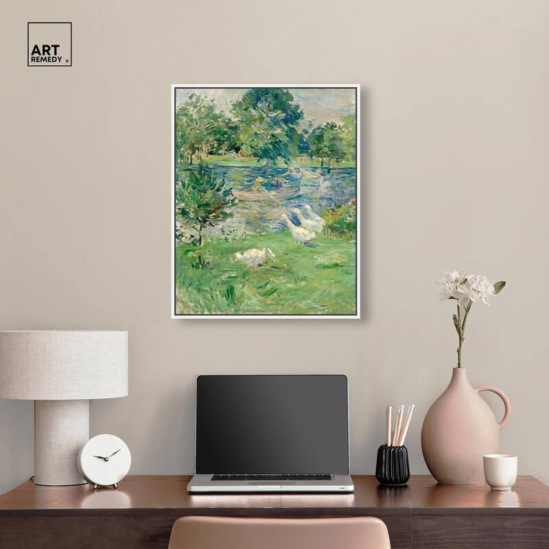 Morisot Girl in Boat with Geese Canvas by Art Remedy