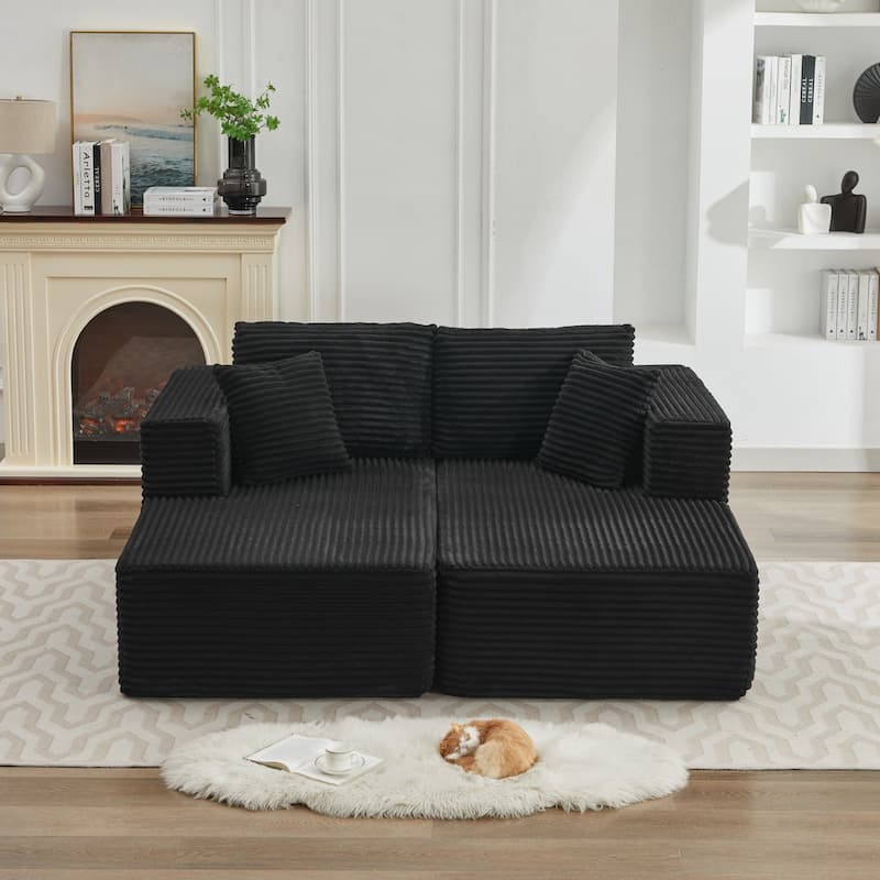 106" Cloud Sectional Couch Double Chaise Lounges,Deep Seat Modern Modular Sofa For Living Room,No Assembly Required