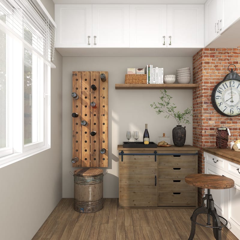 Wood Wall Wine Rack - Brown - Roche River Decor