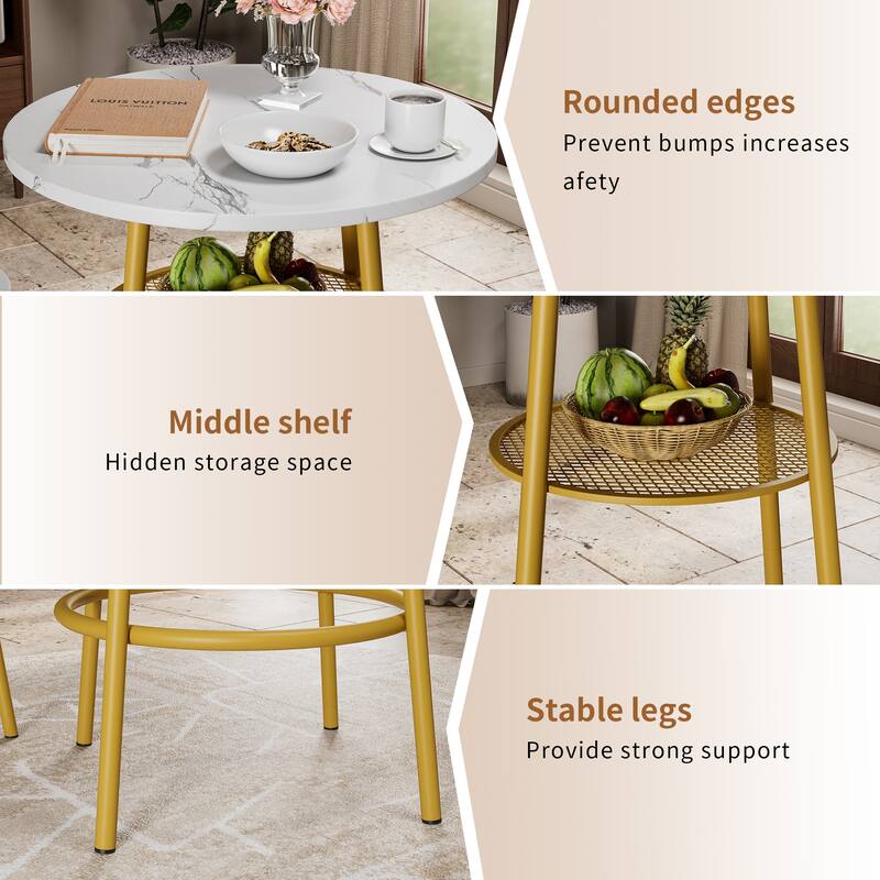 3-Piece Bar Table Set with 2 Bar Stools - Modern Pub Table with Backrests & Storage Shelf
