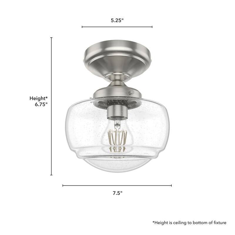 Hunter Saddle Creek 1 Light Contemporary Schoolhouse Flush Mount Ceiling Light - Bathroom, Hallway, Bedroom, Entry - Damp Rated!
