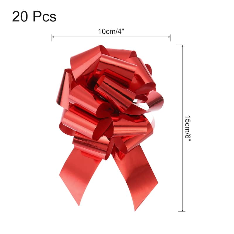 20pcs Metallic Large Big Pull Bow Gift Wrapping Bows Ribbon - Red - 4 Inch