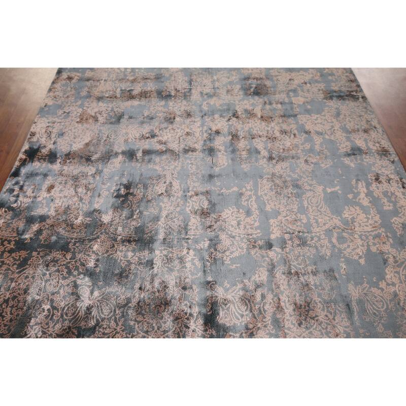 Abstract Indian Area Rug Handmade Contemporary Wool Carpet - 6'1"x 9'1"