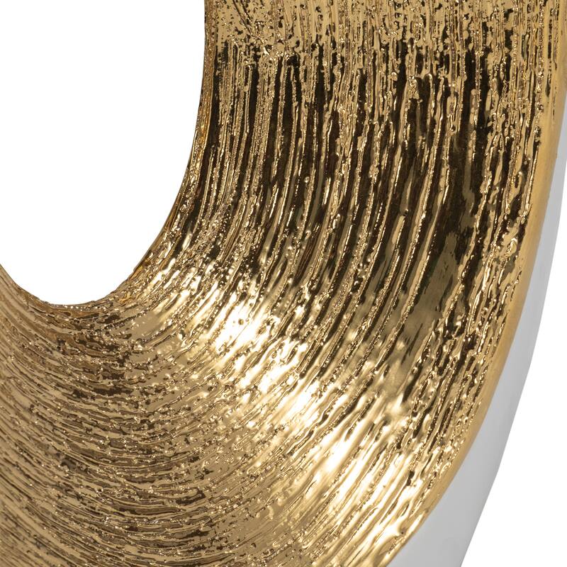 Modern Ceramic Textured Oval Cut-Out Vase - Home Decor - 13"