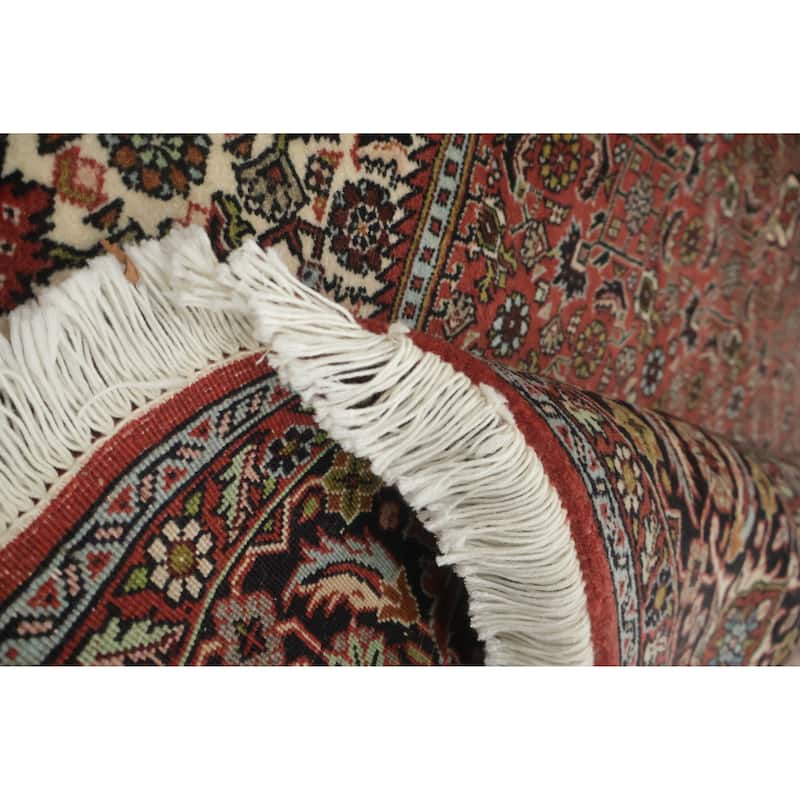 Hand Knotted Oriental 100% Wool Carpet Traditional Geometric Red Bidjar Area Rug - 9' 10'' X 6' 6''