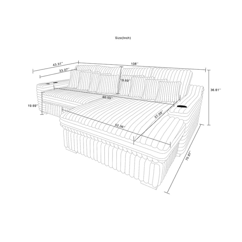 108Inch Modern Sectional Sofa