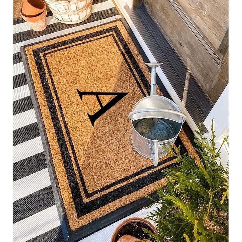A1HC Picture Frame Natural Rubber & Coir Large Monogrammed Doormat 24"x48"