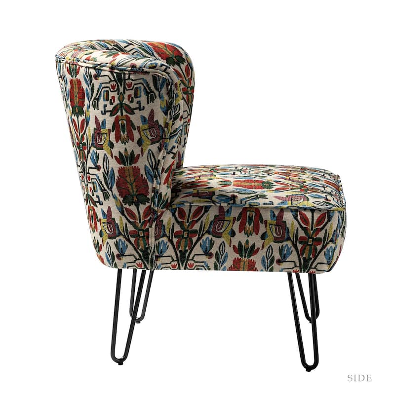 Estebana Contemporary Upholstered Side Chair with Floral Pattern by HULALA HOME
