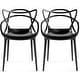 preview thumbnail 22 of 28, Modern Stackable Geometric Molded Dining Armchairs (Set of 2) Black