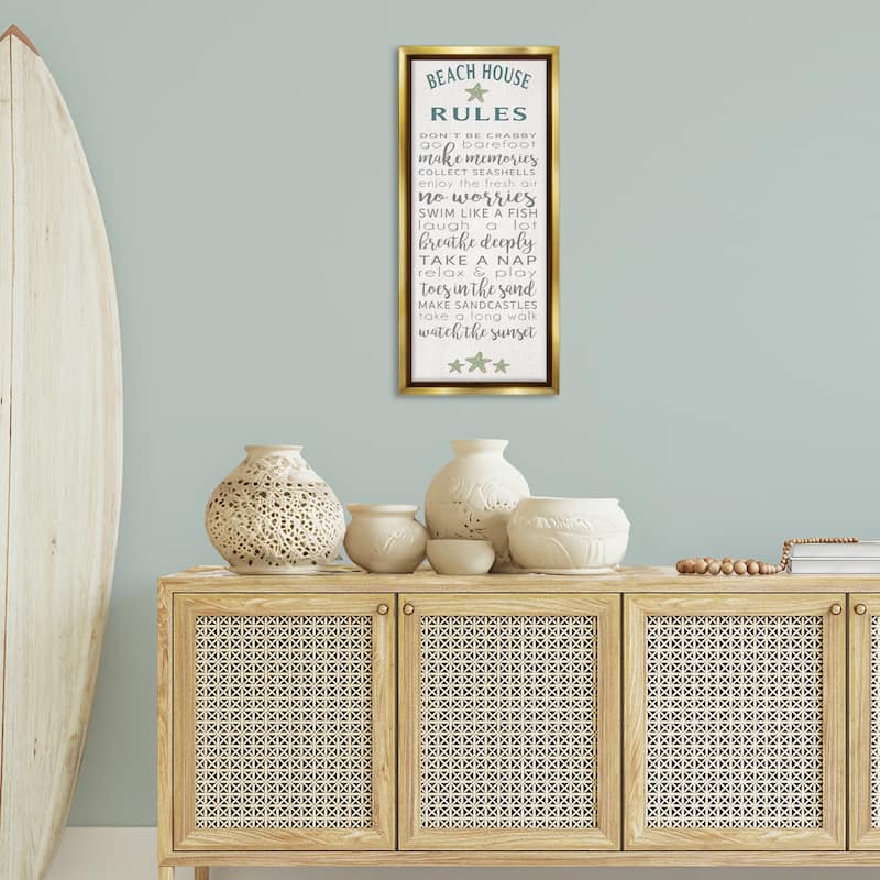 Stupell Fun Recreations Beach Rules Framed Floater Canvas Wall Art Design By Seven Trees Design
